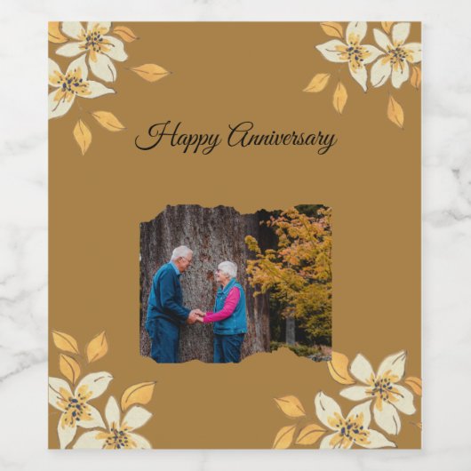 Happy Jubileum bruiloft Wijn Etiket (Enkel label)