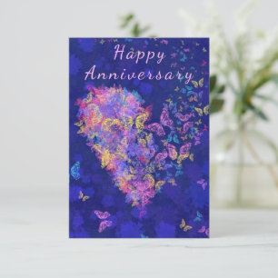 Happy Jubileum Card Butterfly Heart Romantic Kaart