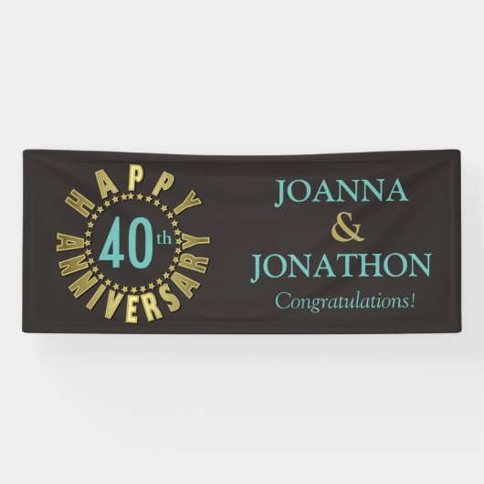 Happy Jubileum Circle of Stars Gold ID173 Spandoek (Horizontaal)