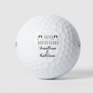 Happy Jubileum Couple Namen Champagne Toast Golfballen