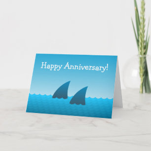Happy Jubileum Couple Shark Fins Blue Zee Kaart