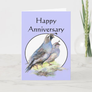 Happy Jubileum Cute California Quail Birds Kaart