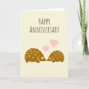 Happy Jubileum - Cute Hedgel Couple Card Kaart