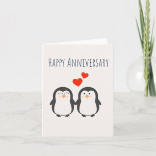 Happy Jubileum - Cute Penguin Couple Card Kaart