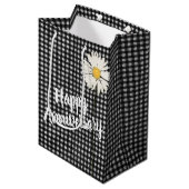 Happy Jubileum Daisy op Gingham Medium Gift Bag Medium Cadeauzakje (Voorkant Gekanteld)