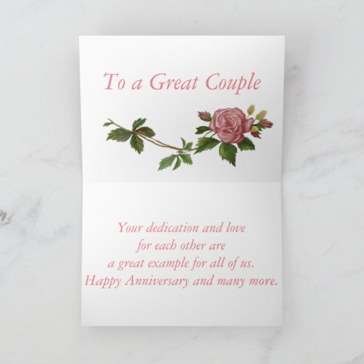 Happy Jubileum, elegant roze  Roos Kaart (Binnen)