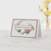 Happy Jubileum, elegant roze  Roos Kaart (Gele Bloem)