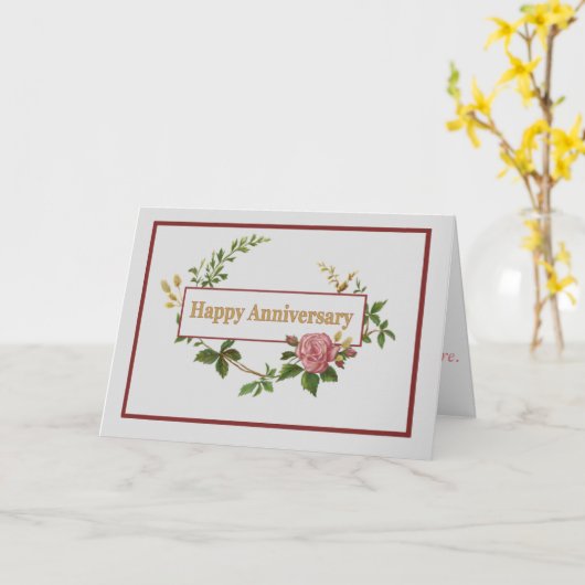 Happy Jubileum, elegant roze  Roos Kaart (Gele Bloem)