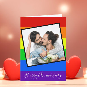 Happy Jubileum Gay Couple Foto Aangepaste regenboo Kaart