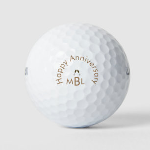 Happy Jubileum Gold Monogram Golf Balls Golfballen