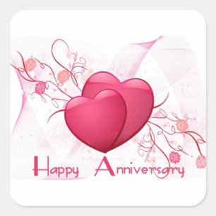 Happy Jubileum Hearts Vierkante Sticker