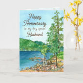 Happy Jubileum Husband Mountain Lake Kaart (Gele Bloem)