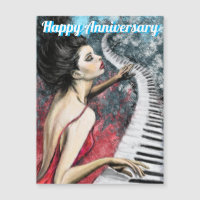 Happy Jubileum Kaart - Lady in Red Piano Music
