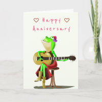 Happy Jubileum Kaart - Party Frog Guitar Player