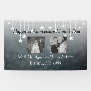 Happy Jubileum mama en papa Oude en Nieuwe Foto Spandoek