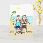 HAPPY JUBILEUM PAAR OP HET STRAND KAART (Gele Bloem)