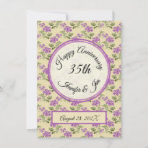 Happy Jubileum Paarse Violet op Bleek geel