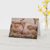 Happy Jubileum Pig Custom Kaart (Gele Bloem)