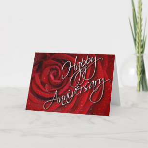 Happy Jubileum Red Rose Kaart - Blank Inside