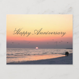 Happy Jubileum - Romantisch paar strand zonsonderg Briefkaart
