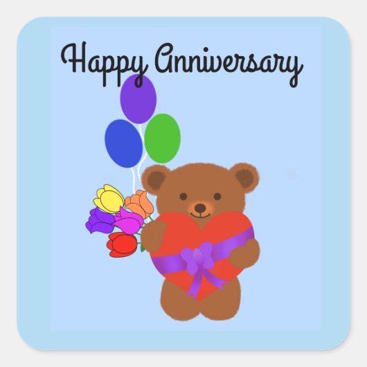Happy Jubileum Teddy Bear #4 Stickers (Voorkant)