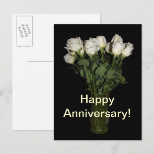 Happy Jubileum White Roses Floral Photography Briefkaart