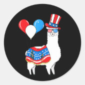 Happy Juillet 4 Llama autocollant (Devant)
