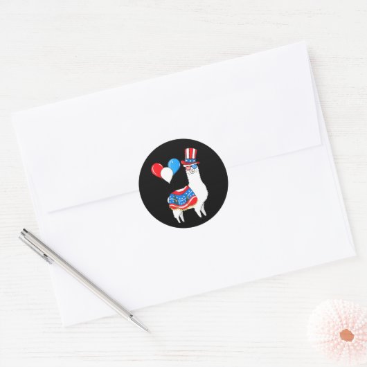 Happy Juillet 4 Llama autocollant (Enveloppe)