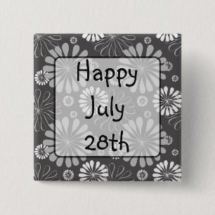 Happy Juli 28th Floral Happy Message Button