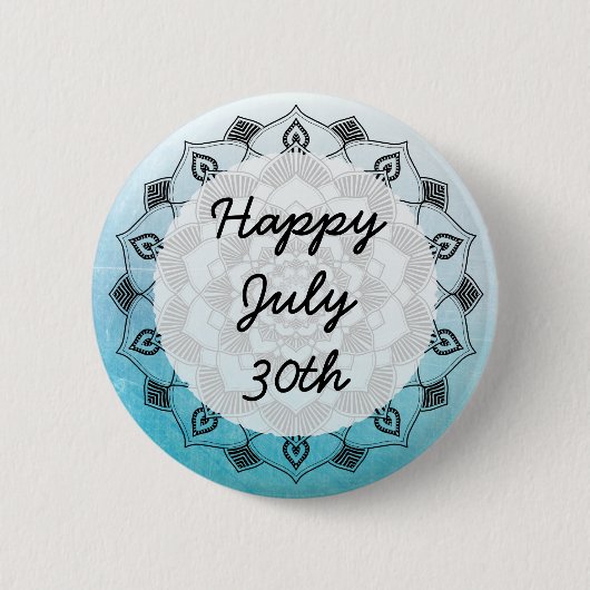 Happy Juli 30th Blue Mandela Message Button (Voorkant)