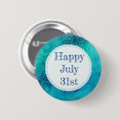 Happy Juli 31st Blauwe Mandala Button (Voorkant /achterkant)