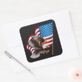Happy Juli 4e Amerikaanse vlag met Eagle Vierkante Sticker (Envelop)