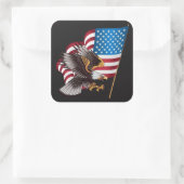Happy Juli 4e Amerikaanse vlag met Eagle Vierkante Sticker (Tas)