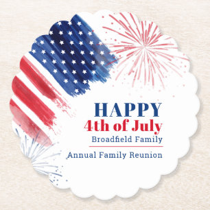 Happy Julth 4th Independence Day USA Family Reunio Kartonnen Onderzetters