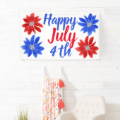 Happy Julth 4th Red White Blue Glitter Banner (Insitu)