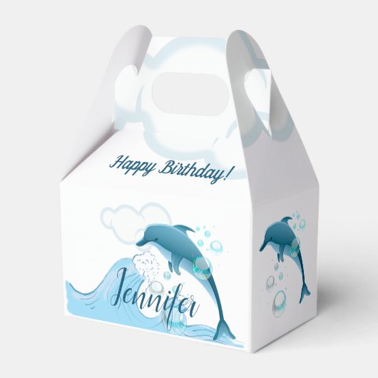 Happy Jumping Dolphin met bubbels Bedankdoosjes (Voorkant Zijde)