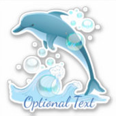 Happy Jumping Dolphin met bubbels Sticker (Voorkant)