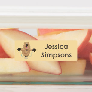 Happy jumping quokka cartoon gepersonaliseerd labels