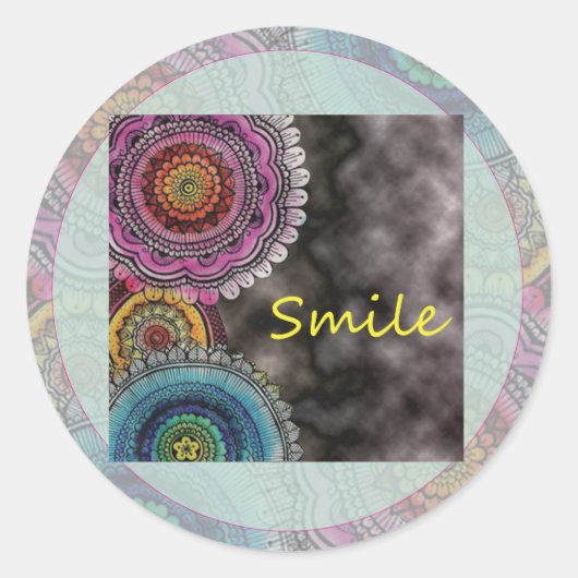 Happy Karma Ronde Sticker (Voorkant)