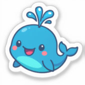 Happy Kawaii Baleine Sticker - mignon ami Océan (Recto)