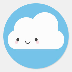 Happy Kawaii Cloud Ronde Sticker