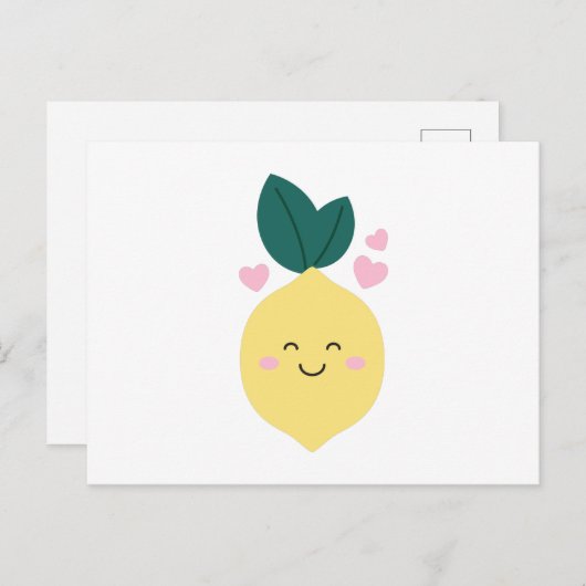 Happy Kawaii Lemon Briefkaart (Voorkant / Achterkant)