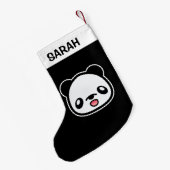 Happy Kawaii Panda met aangepaste naam Kleine Kerstsok (Achterkant (Hangend))