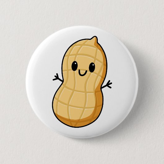 Happy Kawaii Peanut Cartoon – Cute Smiling Nut  Ronde Button 5,7 Cm (Voorkant)