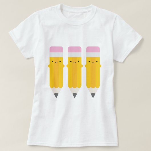 Happy Kawaii Pencils T-shirt (Design voorkant)