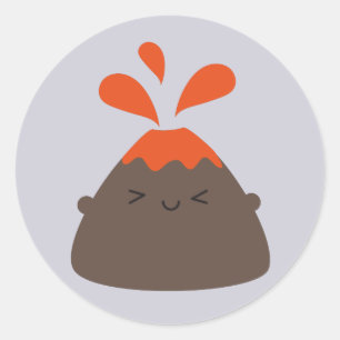 Happy Kawaii Volcano Ronde Sticker