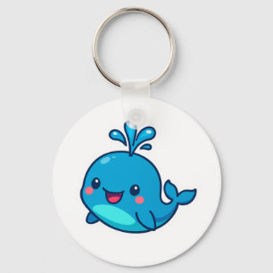 Happy Kawaii Whale Sticker – Schattigee Oceaan Vri Sleutelhanger
