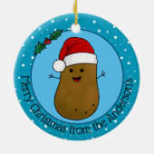 Happy kerstaardappel op maat keramisch ornament (Achterkant)