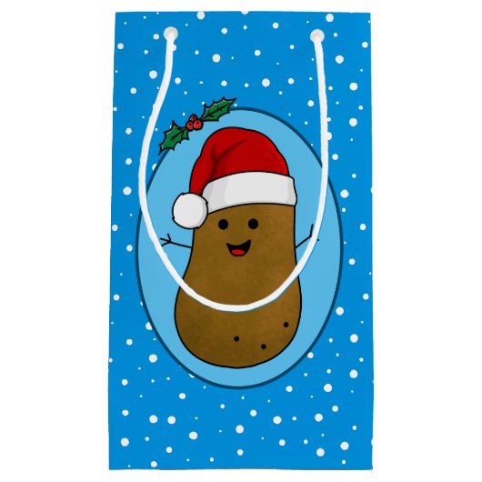 Happy kerstaardappel op maat klein cadeauzakje (Voorkant)