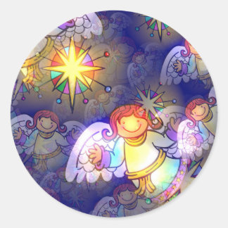 Happy kerstAngel Art Ronde Sticker